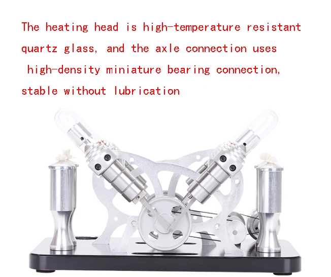 Может заряжаться через V4 Стерлинговое двигателя, электрическая машина 4-цилиндровый Stirling модель, микро-генератор, 4-цилиндровый стерлингового серебра