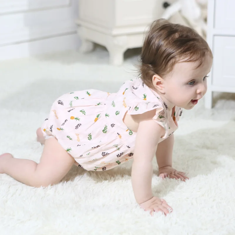 Pineapple Infant Baby Boys Girls Crawling Suit Short Sleeves Onesie Romper Jumpsuit