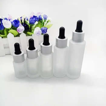 

50pcs 10ml 20ml 25ml 30ml 50ml Frosted glass dropper bottle Cosmetic essence lotion packaging container With 20mm diameter lid