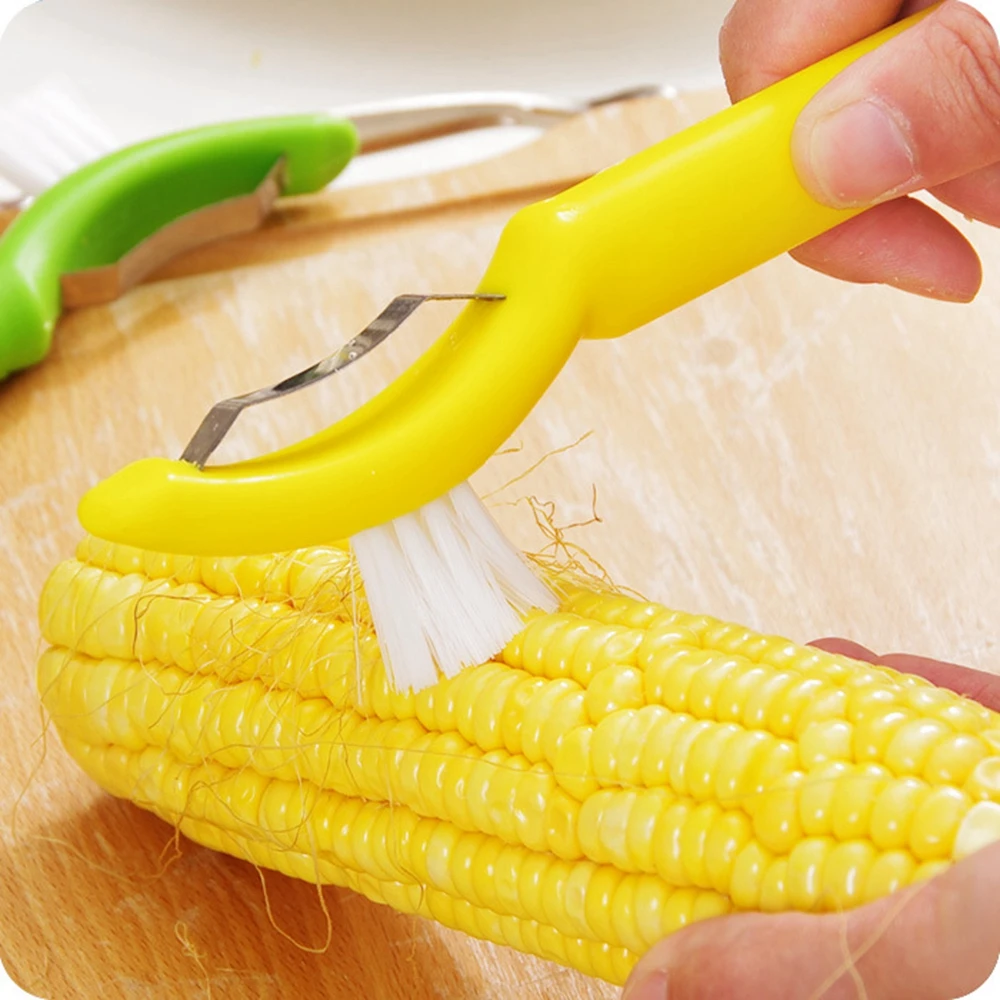 

2018 Hot Sale Mutifunctional Stainless Steel Blade Corn Stripper Peeler Thresher Tools With Corn Surface Cleaning Brush