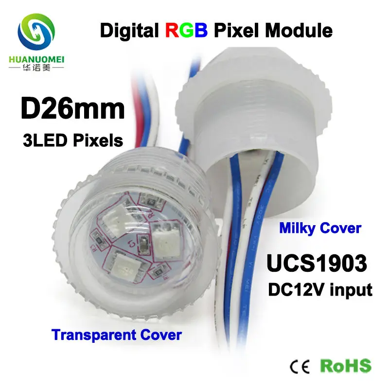 10 шт./лот водонепроницаемый смарт-5050 smd 12 V 26 мм 3 светодиодный s UCS1903 цифровой красный зеленый синий светодиод пиксельный модульный свет лампы лампа с возможностью адресации полного цвета