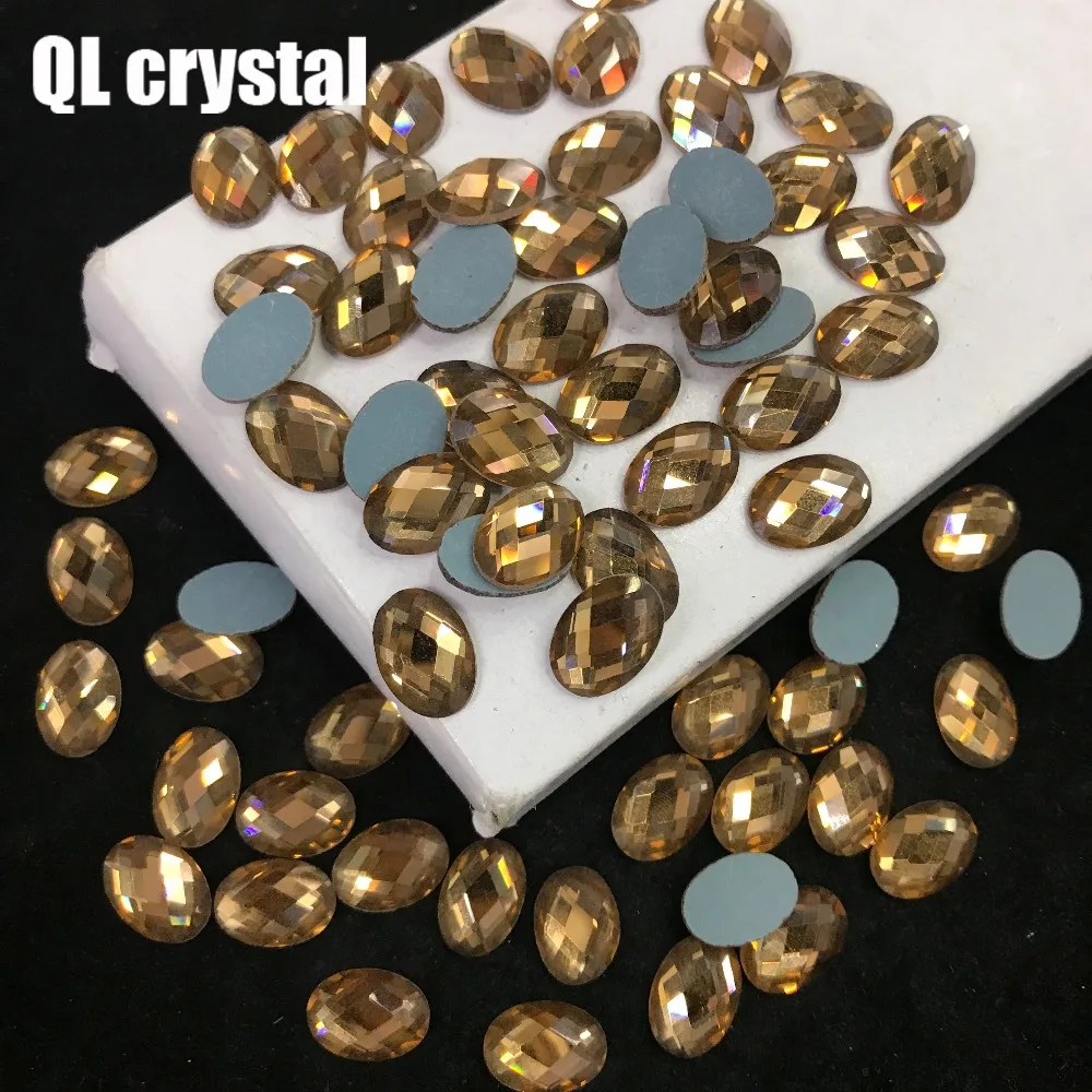 QL Кристалл 10x14 мм кристалл Популярные DIY Одежда одежды обуви сумки клей на плоских спинках стеклянные кристаллы, стразы