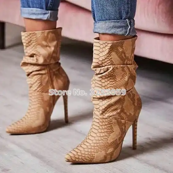 mid calf snakeskin boots