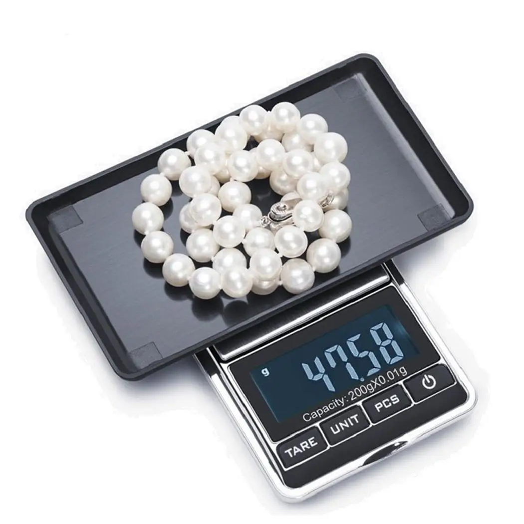Mini Digital Jewelry Scale Weight Electronic 0.01g Pocket with 6.2x5.4cm/2.4x2.1inch Carrying Pouch 10-30C