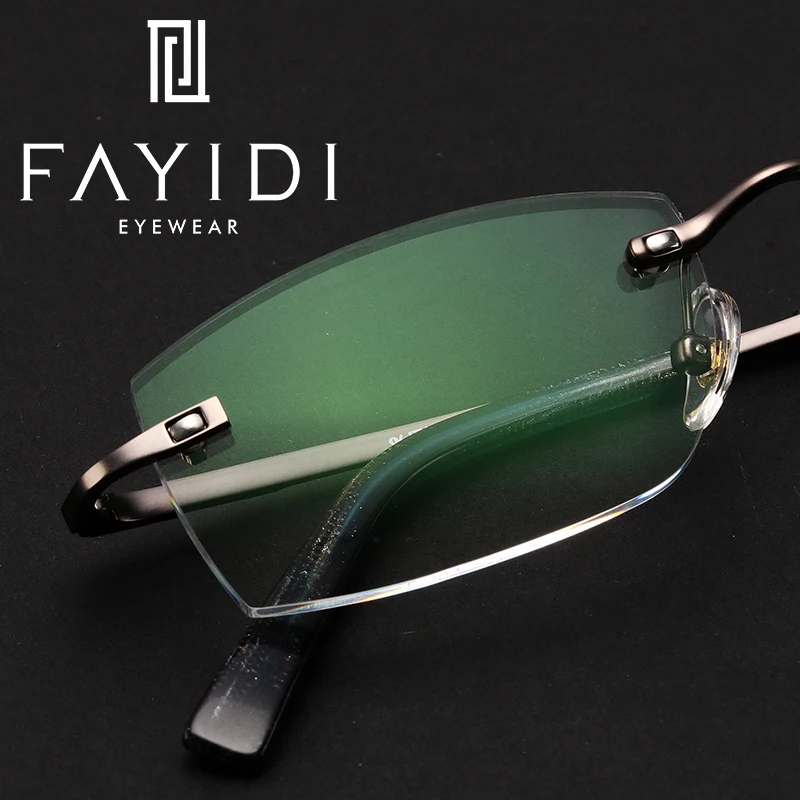 Brillen Silver Gray Herren Legierung Klar Randlose Lesen F103 Optische Kurzsichtigkeit Weitsichtigkeit Brille Verordnung PxwOx7