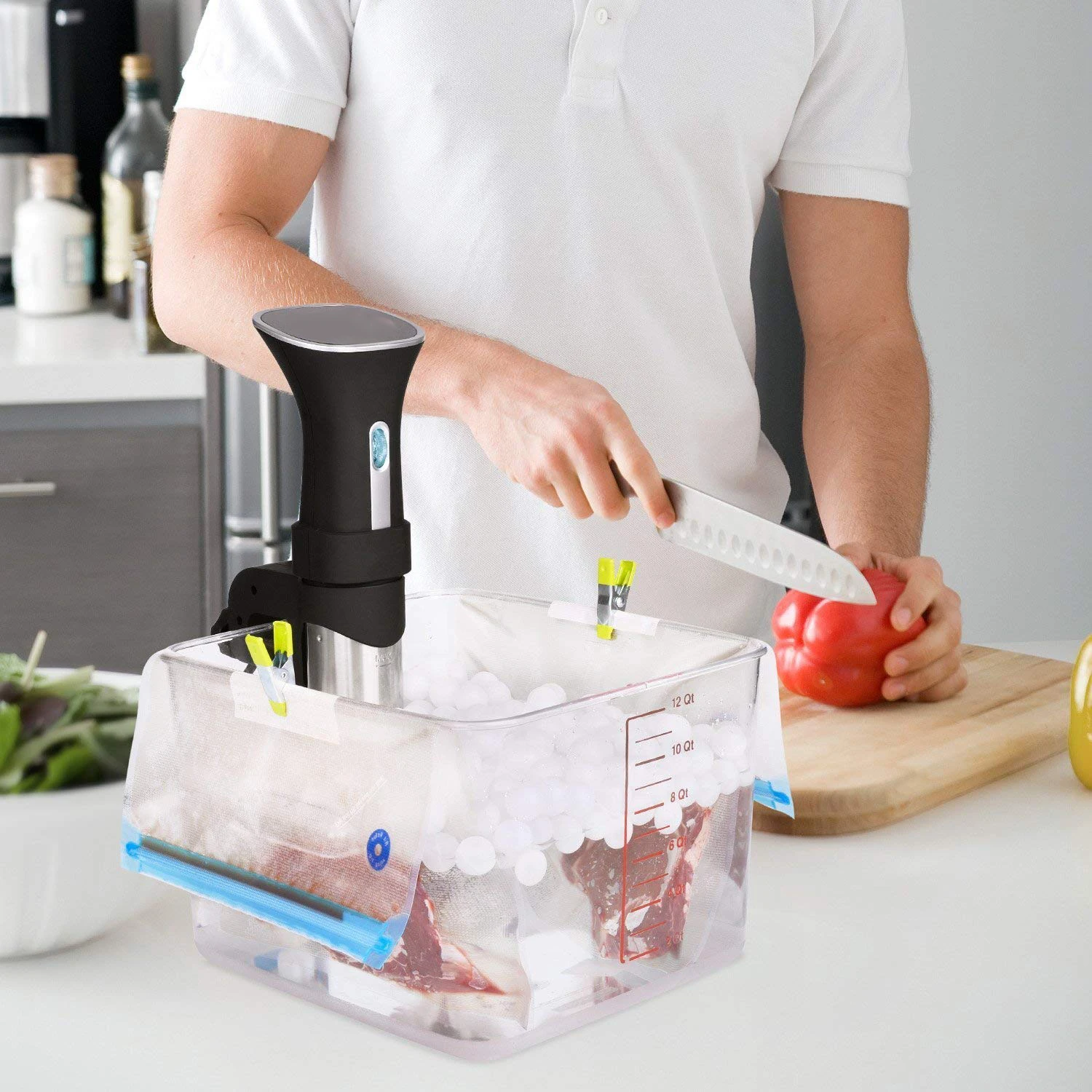 Sous-Vide сумки первой необходимости Набор для ановановой плиты, многоразовый холодильник еды и воды рукава для запекания, 10 вакуумные герметичные пакеты wi