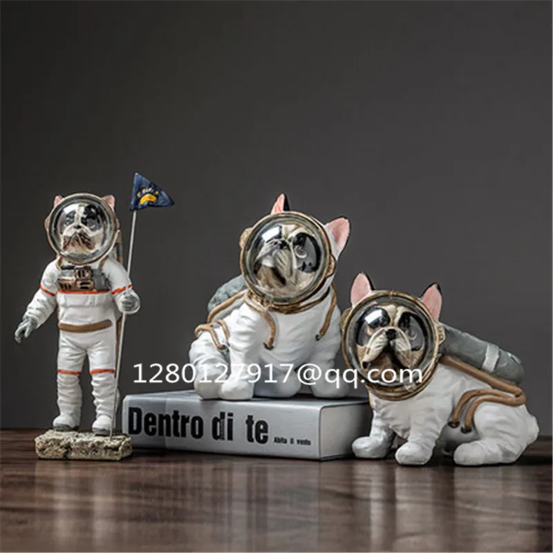 

Simulation Animal Cute Puppy Statue FRENCH BULLDOG Space Dog Creative Home Decor Resin Action Figure Model Toy P1281