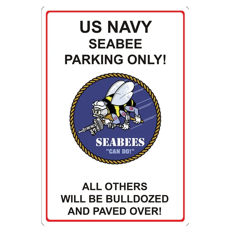 Seabee Parking Американский армейский спецназ металлическая жестяная вывеска Бар паба домашние настенные знаки Искусство винтажные наклейки декоративные пластины плащи 20x30 см - Цвет: Seabee Parking