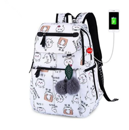 Женский модный школьный рюкзак, usb, школьные рюкзаки для девочек, черный плюшевый рюкзак, мяч для девочек, школьный рюкзак, украшение бабочки