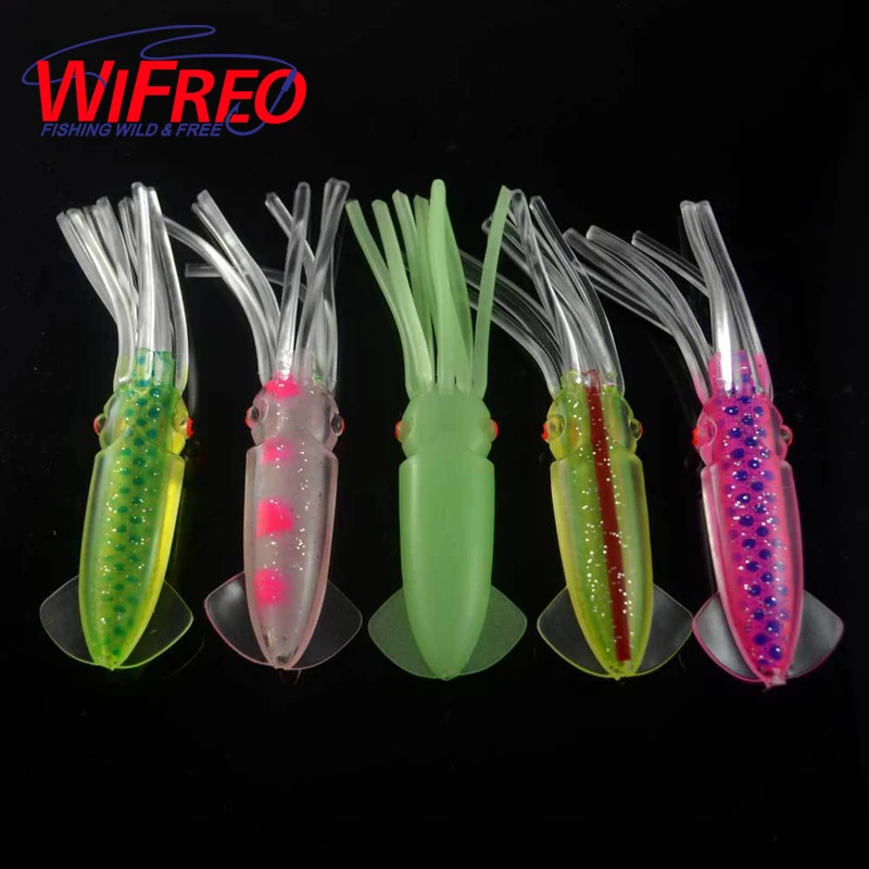 

1pc 12cm New Soft Squid Cuttlefish Inkfish Octopus Jigging Casting Fishing Jig Lure for Rig Color Lumo Pink Green Blue