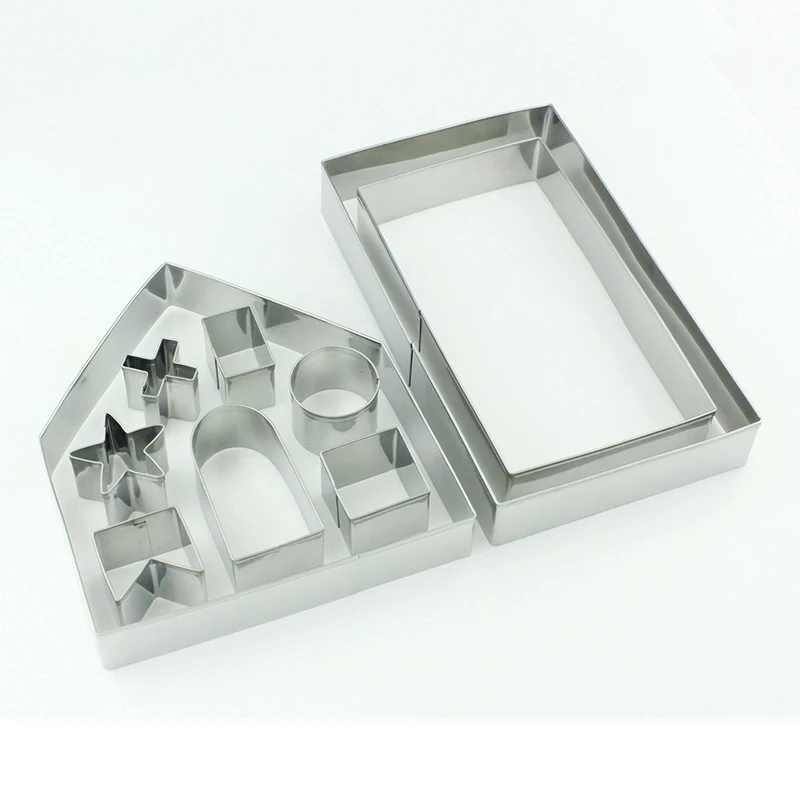 

10pcs/set Christmas Cookie Cutter Gingerbread House Mold 3D Biscuit Mould Fondant Cake Decoration Baking Tools