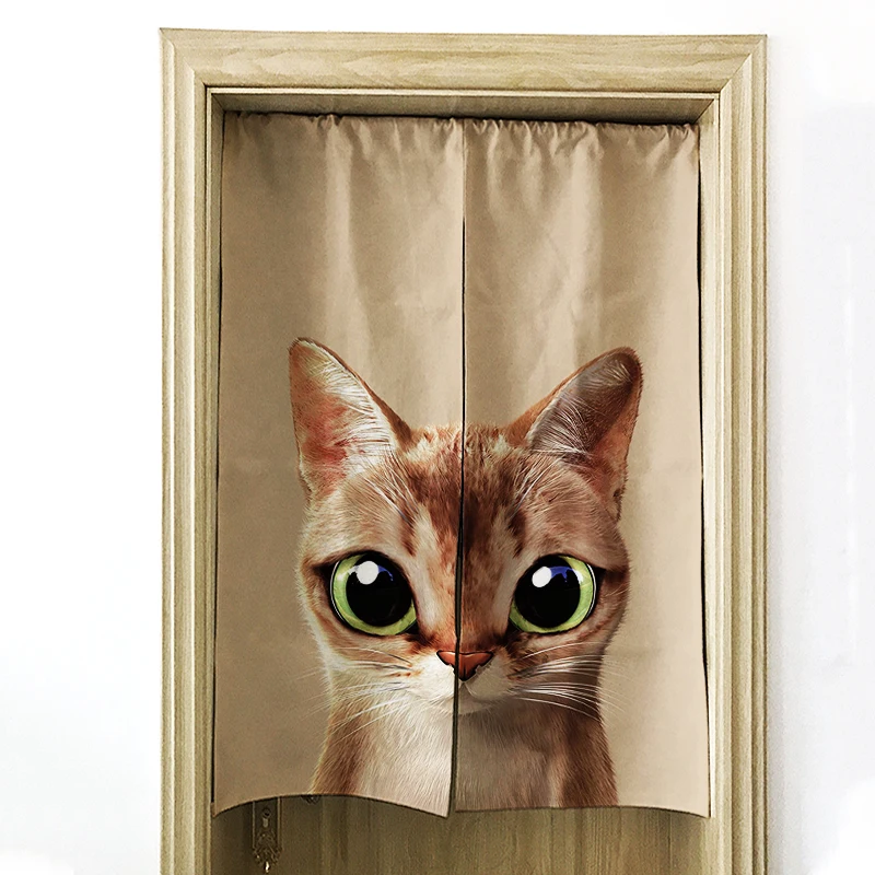 

3D Creative Japanese Style Embellished Cartoon HD Cat Printed Door Curtains for Noodle Store Kitchen Room Decoration