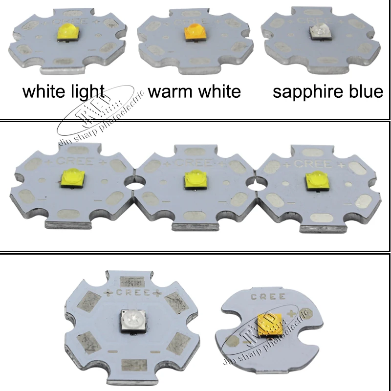 10 шт. Cree XTE XT-E светодиодный 3 Вт 5 Вт светодиодный белый диод фитиль 6500 к теплый белый 3500 к 3000 К нейтральный белый 4500К Королевский синий 450нм 20mmaluminium