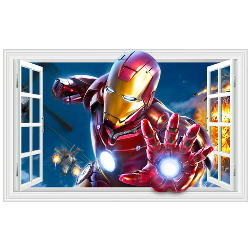 Супер герой плакат marvel с Железным человеком Мстители фильм поддельные 3d окна