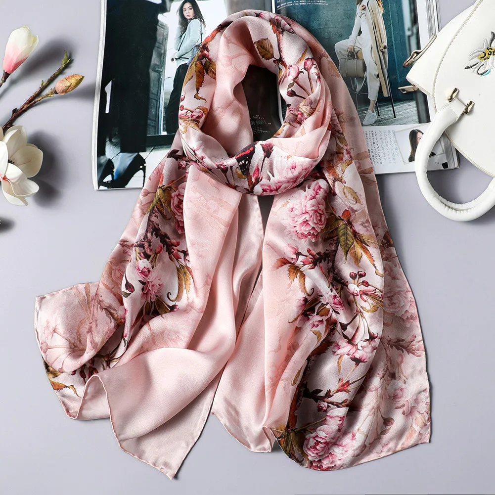 DANKEYISI длинный шелковый шарф женский натуральный шелковый шарф модный головной платок Головные уборы длинные шарфы сумка аксессуары лента