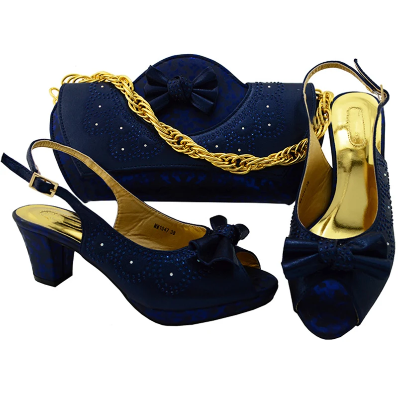 Новое поступление, комплект из обуви и сумочки винного цвета в африканском стиле, итальянские женские вечерние комплект из обуви и сумки, Женский комплект из обуви и сумки в итальянском стиле - Цвет: Тёмно-синий