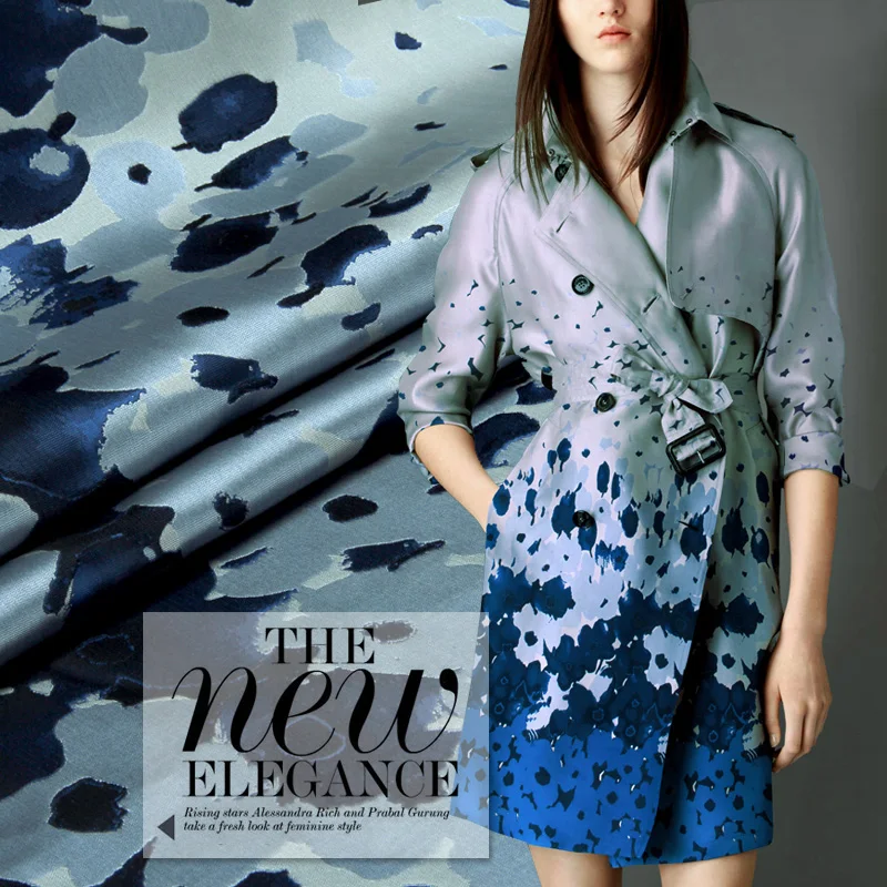 

Bright blue positioning European and American senior jacquard brocade coat fashion printed fabrics /170*130cm(a positioning)