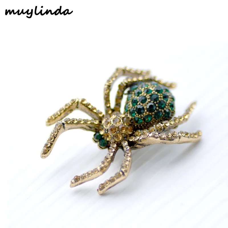 muylinda Rhinestone Spider Brooch Women's Pins And Brooches Fashion Insect Brooch Bouquet For Women Men - Окраска металла: brown