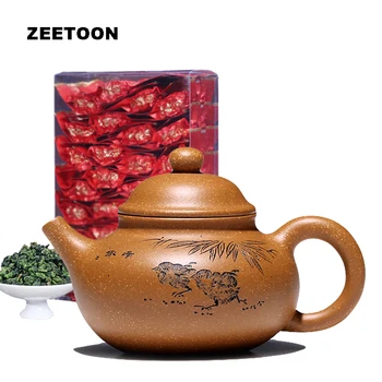

Master Handmade 110cc Authentic Yixing Teapot Healthy Purple Clay Teaware Small Rong Tian Pot Carving Chick Tieguanyin Tea Pot