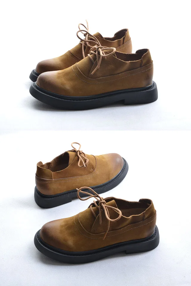 HUIFENGAZURRCS/Европейский стиль; Ботинки Martin в стиле ретро с круглым носком; обувь на плоской подошве из воловьей кожи; Женские ботинки в старом стиле