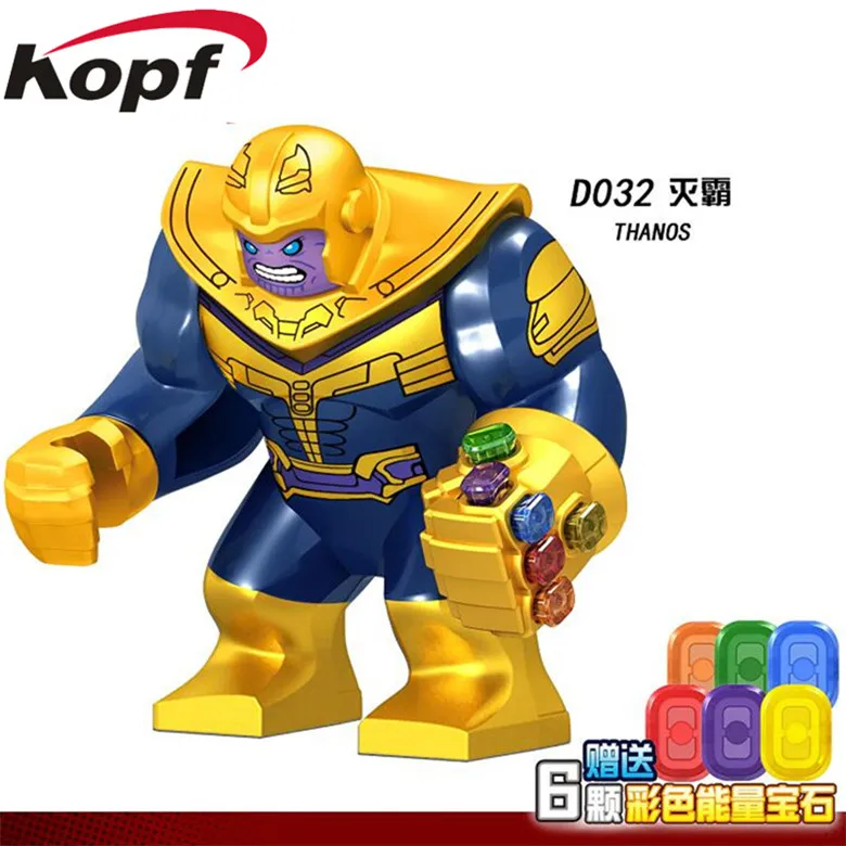 

Super Heroes Avengers 3 Thanos Chromed Infinity Gauntlet With 6Pcs Power Stones Single Sale Building Blocks Kids Toys Gift D032
