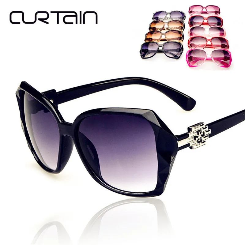 

CURTAIN Oversized Shield Visor Sunglasses Women Flat Decorative Glasses Eyewear Explosion-proof Lens Large Frame Female Glasses