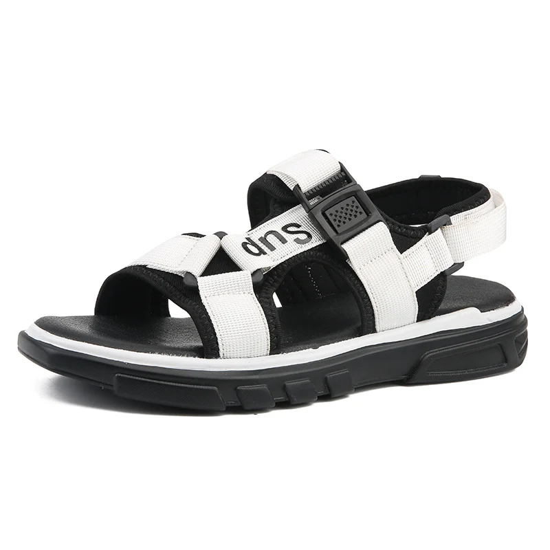 

New comfortable summer male Sandals beach shoes Men shoes genuine leather cowhide sandals half hole single shoes casual 5JK01
