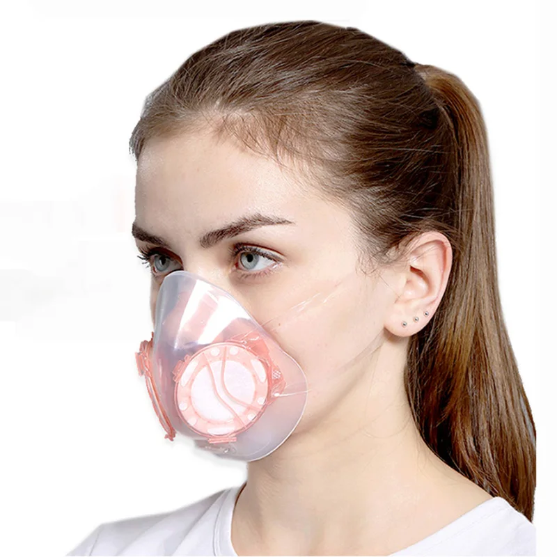 オンライン 2 ピース ロット防曇 PM2.5 防塵マスク通気性防塵花粉抵抗高エンド透明シリコーンフィルターマスクレスピレーター