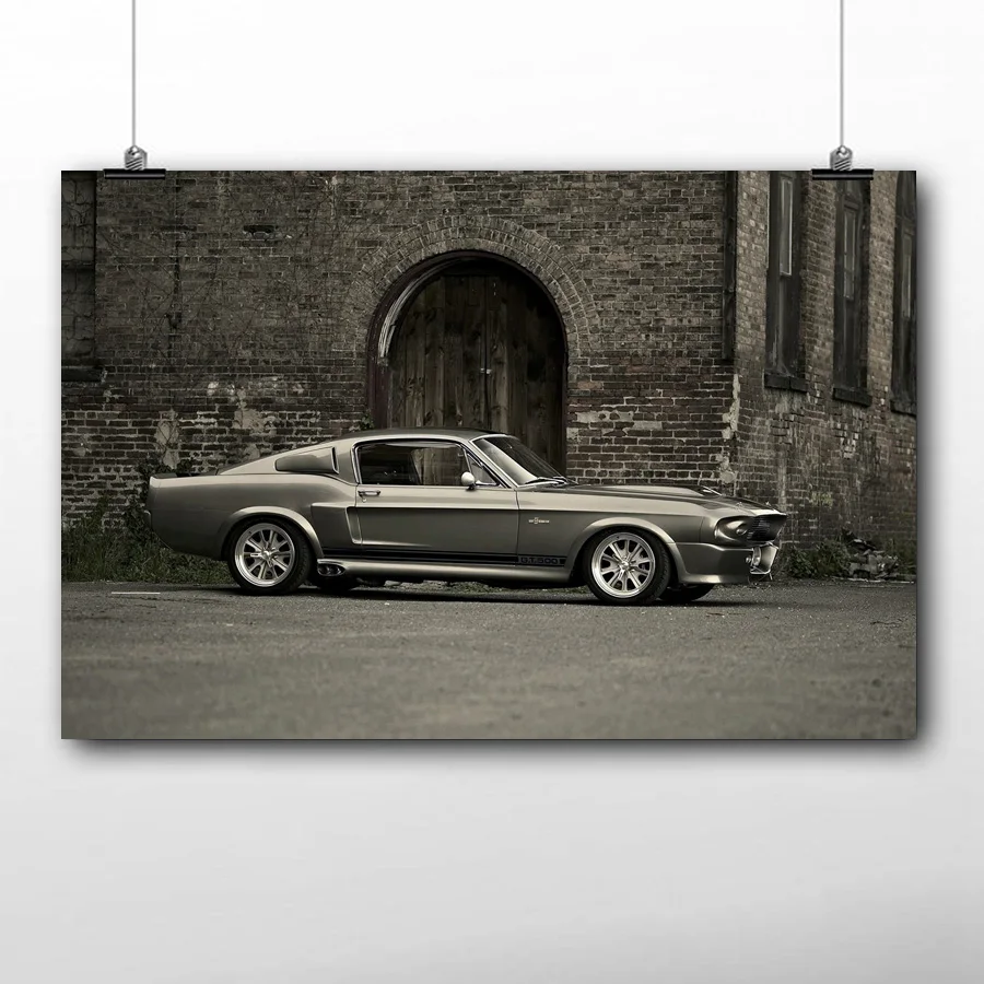 Классический автомобиль Fords Mustang shelby GT500 ВИНТАЖНЫЙ ПЛАКАТ на холсте настенная