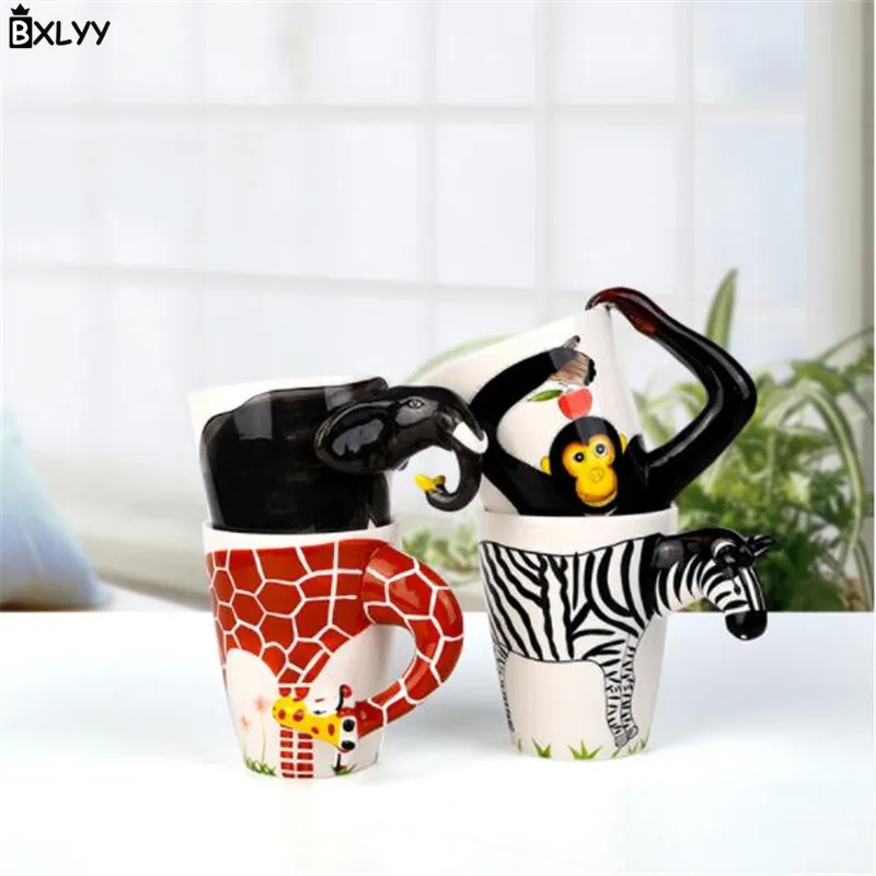 BXLYY 3D чистая ручная роспись керамическая чашка кружка для животных молочная