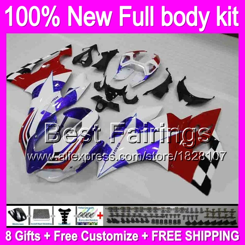 

Fairing For DUCATI 1199 1199S panigale 12-13 2012 2013 3B50 blue star red white 12 13 1199 1199S Injection +decal Body red