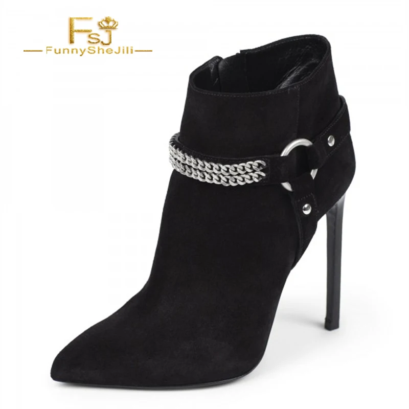 2017_black_5_inches_stiletto_heels_suede_ankle_booties_with_metal_chain