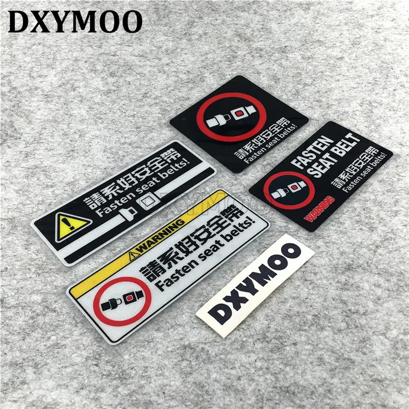2PCS Warning Fasten Seat Belts Car Stickers Reflective 3M Motorcycle