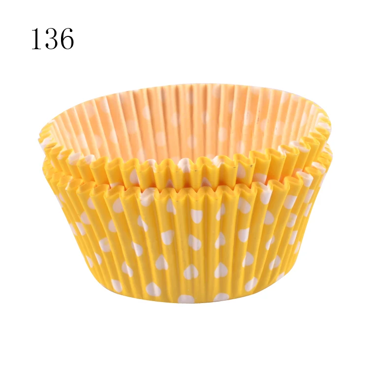 BAKEST 500 шт. за лот 3.5 дюймов в белый горошек желтый Muffin пирог Бумага чашки