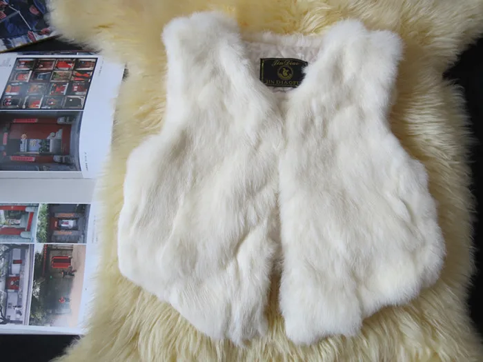 new genuine rabbit fur vest women's short rabbit fur coat winter fur vest Free shipping custom plus size - Color: beige