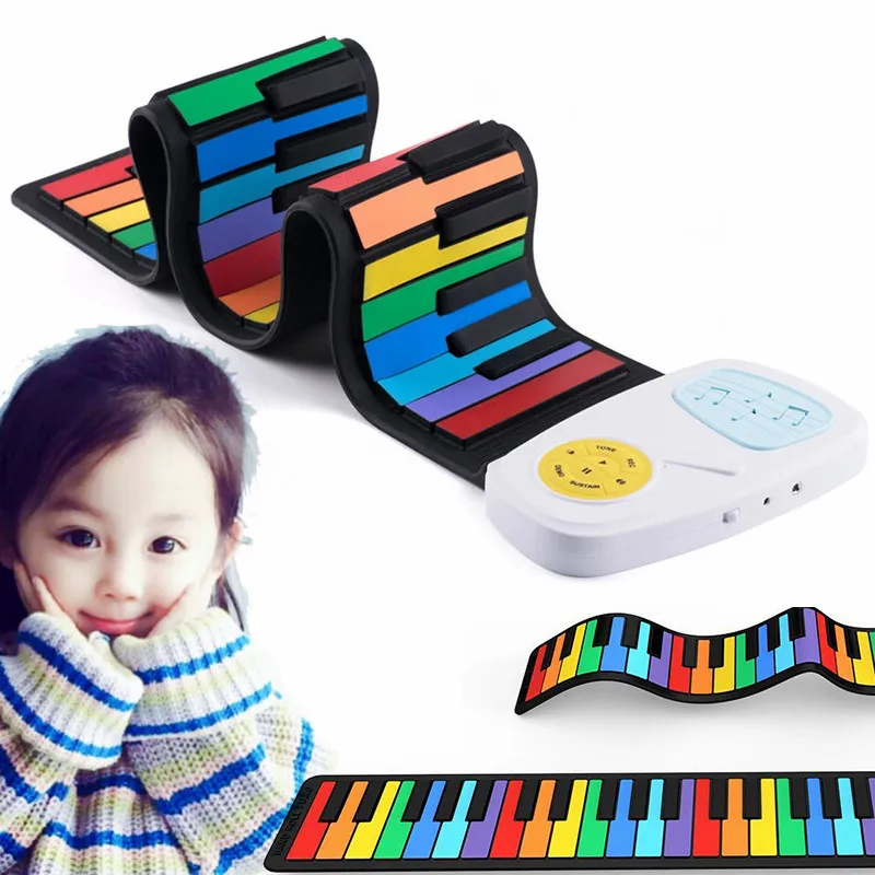 

Colorful Flexible piano for Kids Electronic Keyboard Organ Enlightenment Music Gifts for Children entry Hand Roll Rainbow Piano