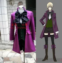 Negro Mayordomo Alois Trancy traje púrpura anime Cosplay Costume for Women 4 in1 + capa de la camisa + chaleco + pantalones