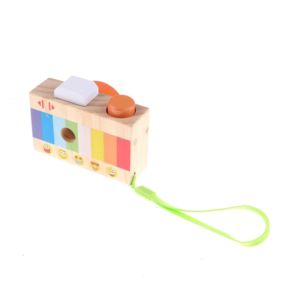 Children Kids Simulation Wooden Camera Educational Learning Toys Multicolor Kaleidoscope Magic Camera Classic Toy 9.5*7*5.5 CM
