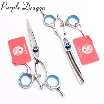 

6.0" 17.5cm JP 440C Purple Dragon Silver Cutting / Thinning Shears Professional Hair Scissors Swivel Handle Polishing Hair Z9019