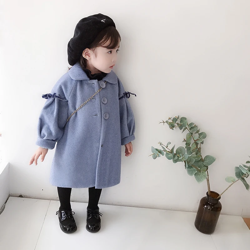 

Children Girls Wool Coat Long Woolen Jackets Thick Warm Fashion Kids Winter Overcoat Long Sleeved Toddler Girl Parkas G417