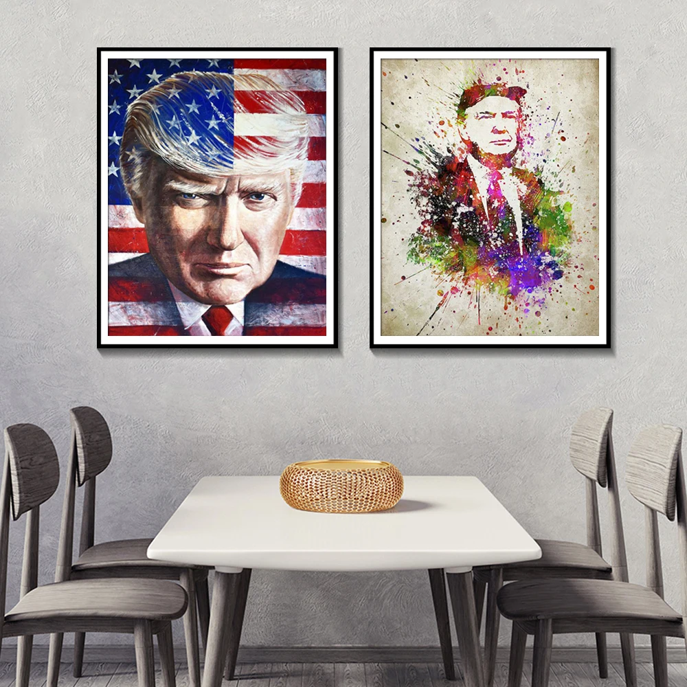 

Donald Trump Abstract Watercolor Wall Art Posters And Prints American Flag Modern Home Decoration Living Room Canvas Painting