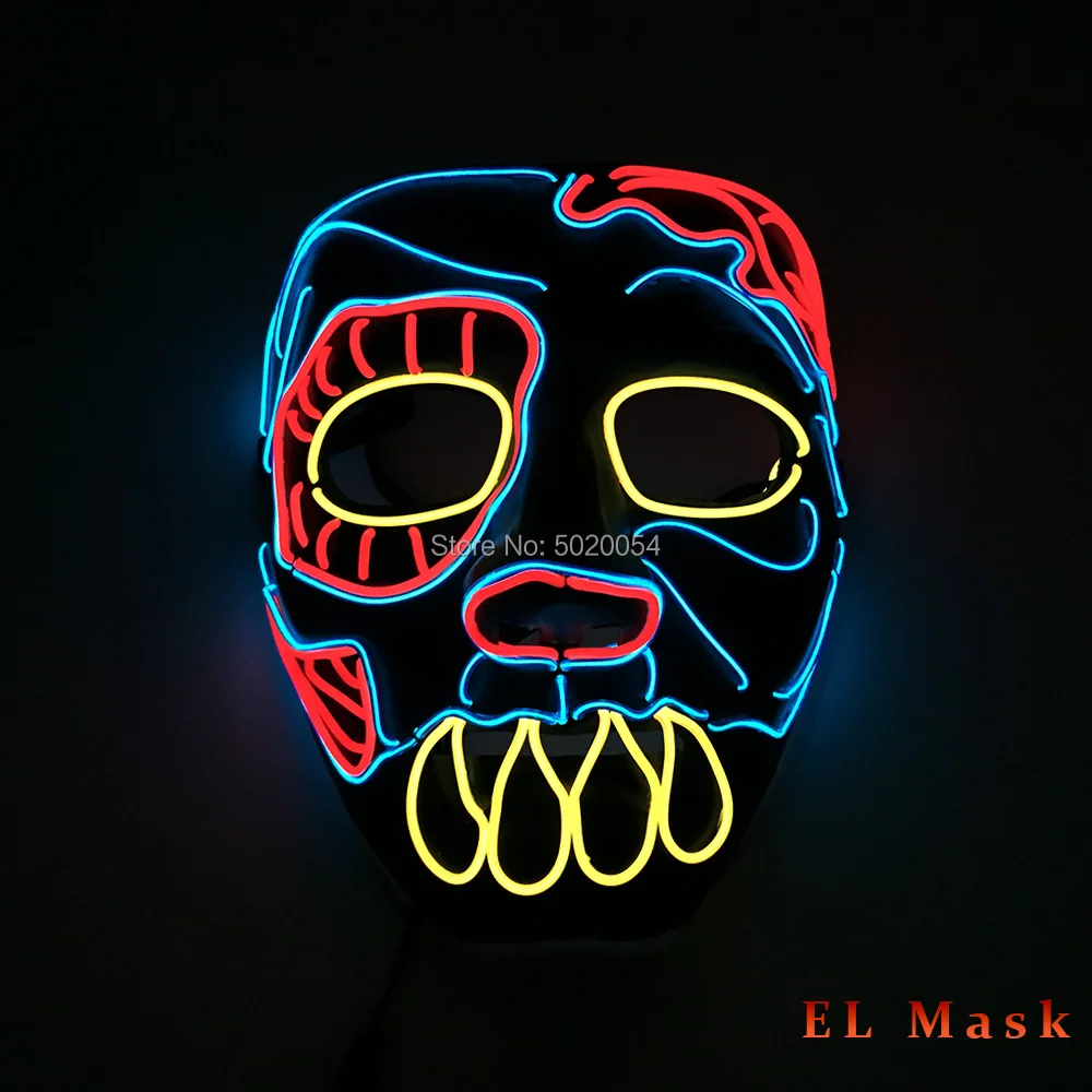 GZYUCHAO EL Rave ужас на Хэллоуин, светодиодный EL маска, часы, собаки, косплей, светящаяся маска, реквизит для косплея, маска, принадлежности