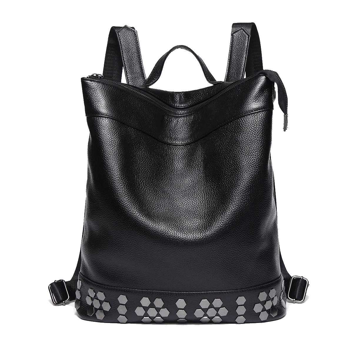 Двойной женский рюкзак с заклепками большой емкости корейский рюкзак из натуральной кожи для девочек школьная сумка 14 дюймов дорожная сумка для ноутбука