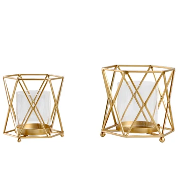 

Candlestick Geometric Candle Holder Wedding Romantic Nordic Gold Candle Holder Decorative Mumluk Candels Home Decoration 50ch023