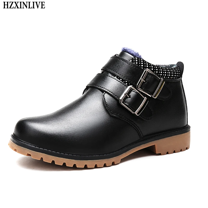

HZXINLIVE 2018 Winter Boots Women Fashion Waterproof Warm Ankle Boots for Women Microfiber Plush Solid Shoes Square Heel Boots