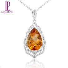 Lohaspie алмаз-ювелирные изделия Твердые 18 К 750 Белое золото 6.74ct натуральный цитрин, драгоценный камень кулон мелкозернистый камень ювелирные изделия для женщин подарок