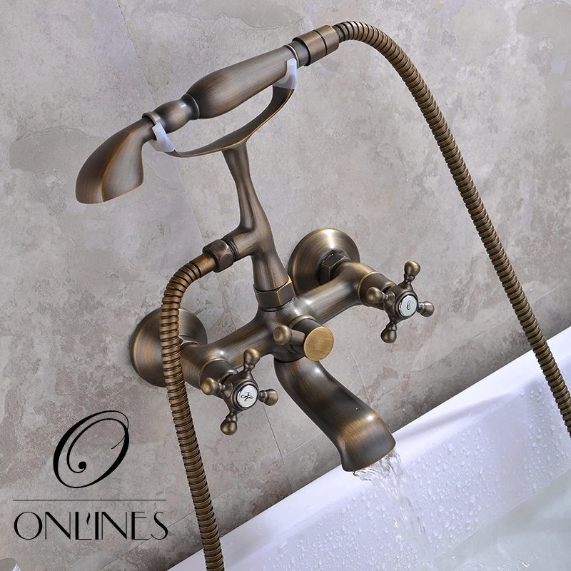 German online European antique full copper bathtub faucet shower faucet hot and cold bathtubs
