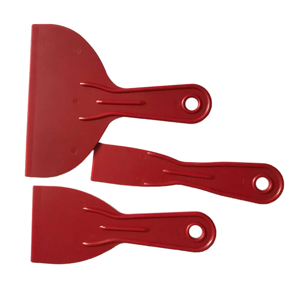 

3pcs Job Done Floor Durable Small Large Construction Red Spatula Putty Reusable Hand Tools Scraper Set Home Spreader Filler Wall