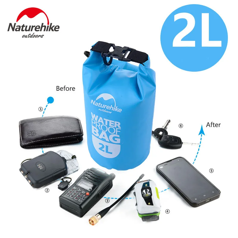 NatureHike 2L 5L Waterproof Bags PVC Phone Pouch Beach Swimming Bags Ultralight Camping Hiking Drifting Outdoor Sport Dry Bag