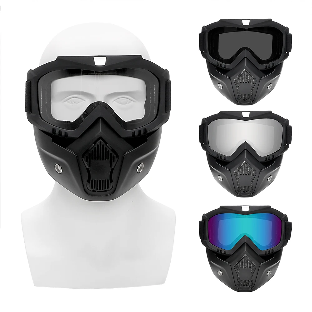 Очки для мотокросса, защитные очки для мотокросса, съемные очки, УФ-защита для лыжного велосипеда, маска для шлема с открытым лицом
